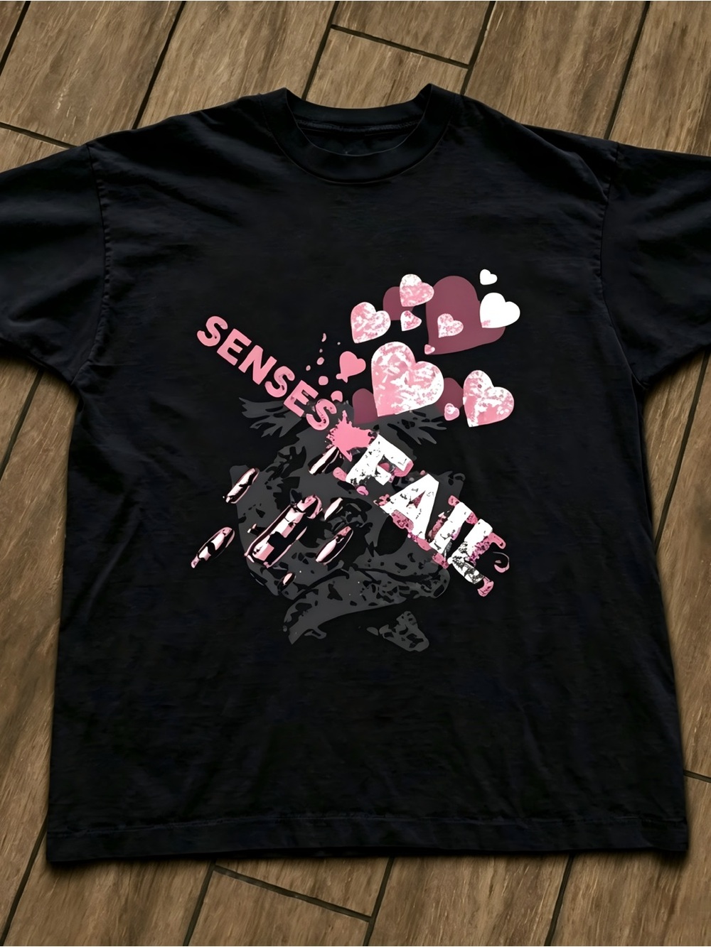 Senses Fail Pink Broken Heart Emo Band Graphic Womens Mens T-shirt Unisex